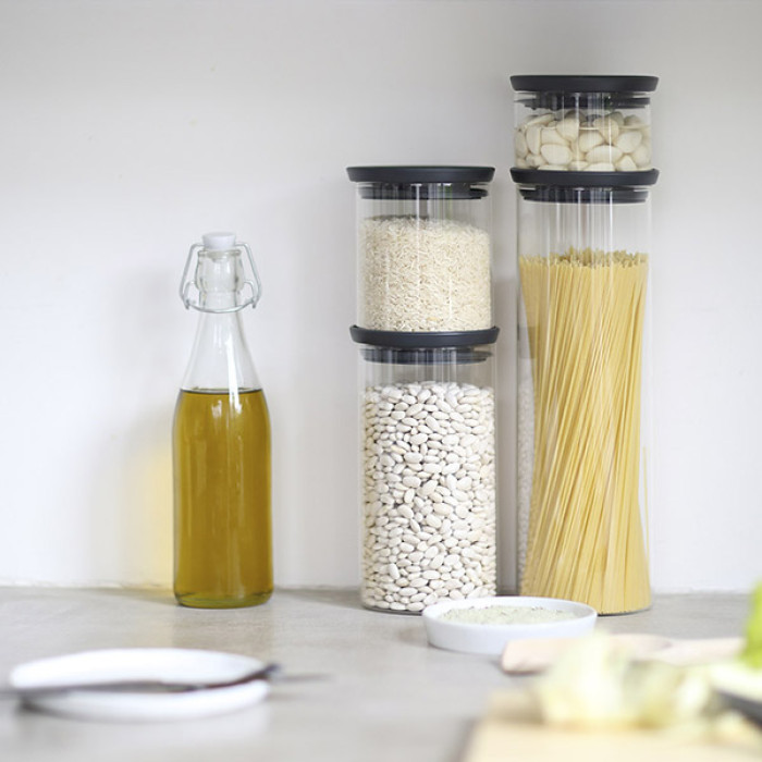 Стъклен буркан Brabantia Stackable 1.9L, Dark Grey Стъклен буркан Brabantia Stackable 1.9L, Dark Grey - Кухня