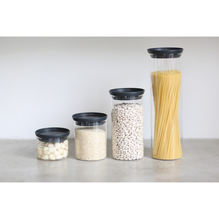 Стъклен буркан Brabantia Stackable 0.6L, Dark Grey - Кухня