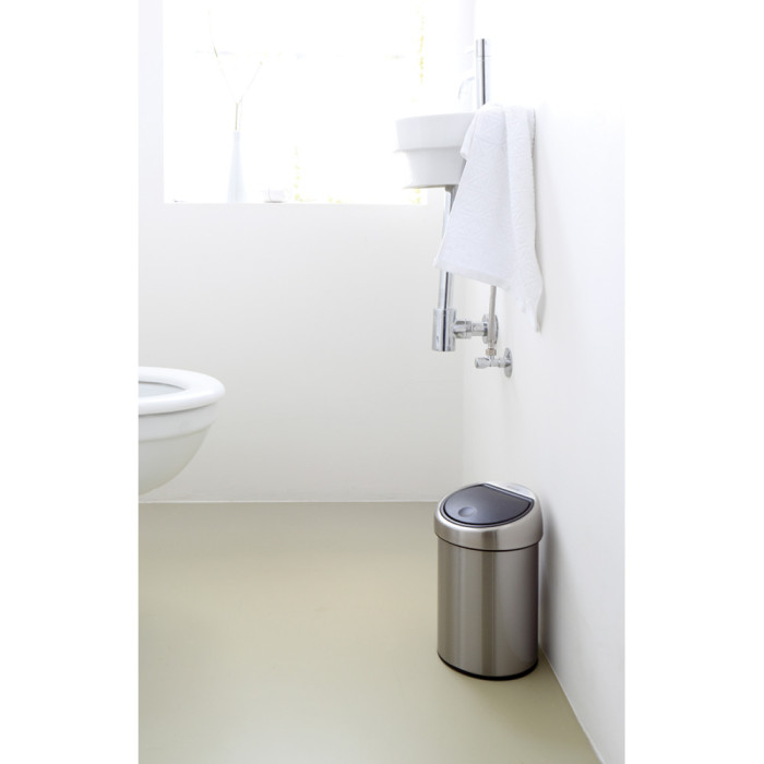 Кош за смет Brabantia Touch Bin 3L, Matt Steel Fingerprint Proof - Баня и почистване
