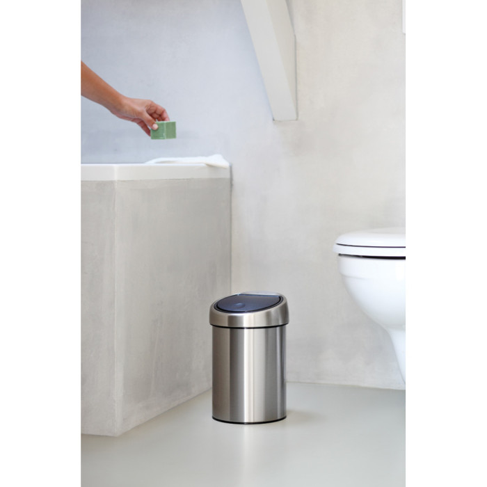 Кош за смет Brabantia Touch Bin 3L, Matt Steel Fingerprint Proof - Баня и почистване