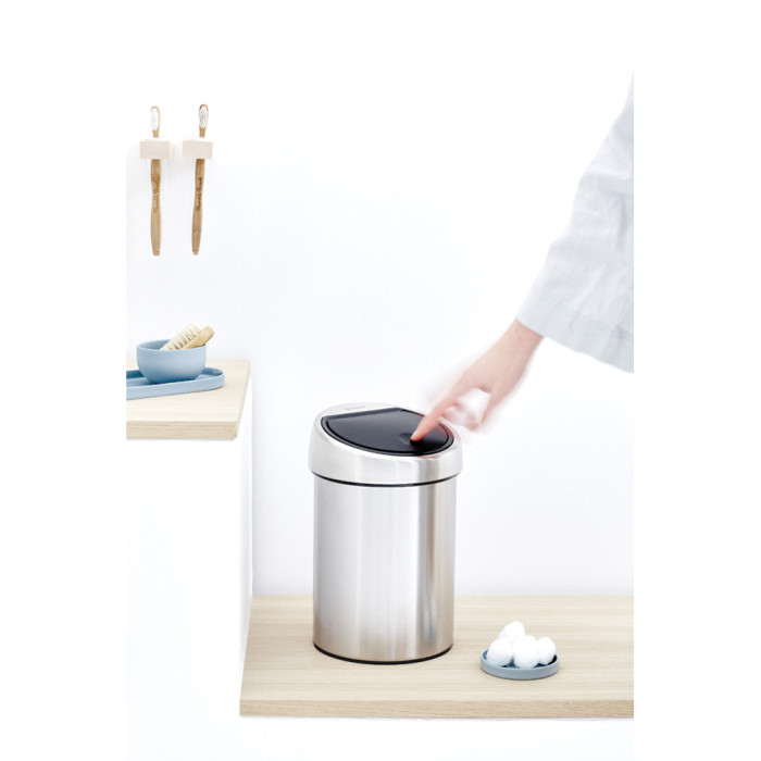Кош за смет Brabantia Touch Bin 3L, Matt Steel Fingerprint Proof - Баня и почистване