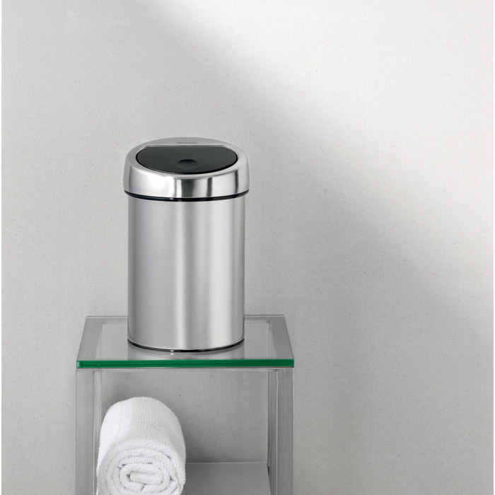 Кош за смет Brabantia Touch Bin 3L, Matt Steel Fingerprint Proof - Баня и почистване