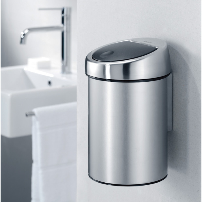 Кош за смет Brabantia Touch Bin 3L, Matt Steel Fingerprint Proof - Баня и почистване