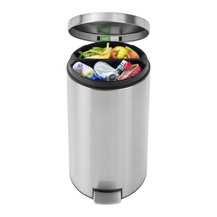 Кош за смет с педал Brabantia Silent Twin 2x20L, Matt Steel Fingerprint Proof Кош за смет с педал Brabantia Silent Twin 2x20L, Matt Steel Fingerprint Proof - Баня и почистване