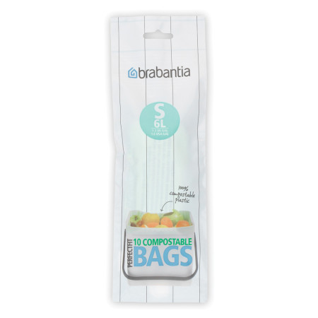Торба за кош Brabantia размер S (Sort&Go), 6L, 10 броя, зелени, биоразградими