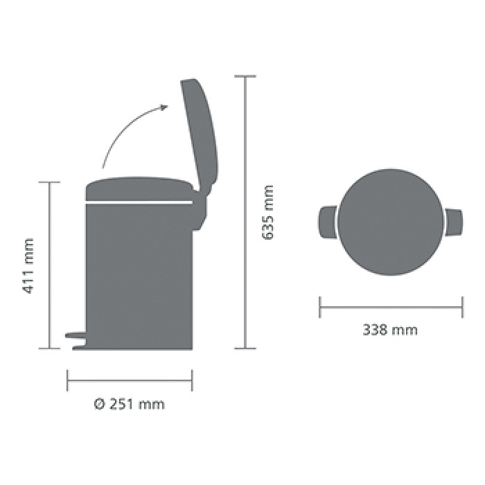 Кош за смет с педал Brabantia NewIcon 12L, Brilliant Steel, метална кофа - Баня и почистване