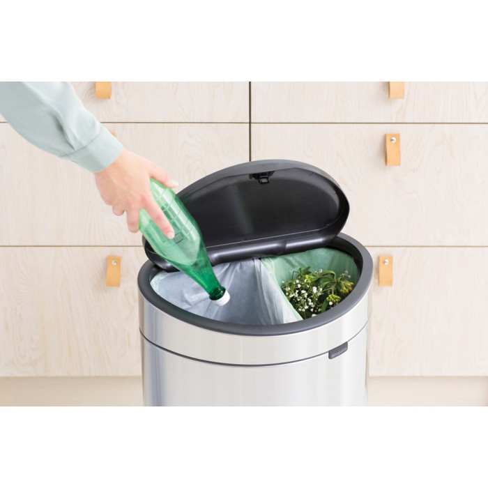 Кош за смет Brabantia Touch Bin New Recycle 23+10L, Matt Steel Fingerprint Proof - Баня и почистване