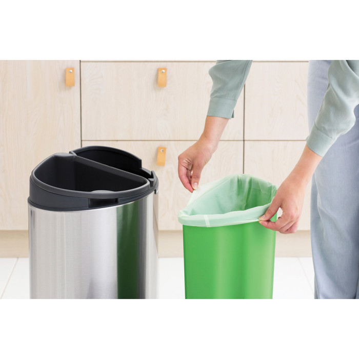 Кош за смет Brabantia Touch Bin New Recycle 23+10L, Matt Steel Fingerprint Proof - Баня и почистване