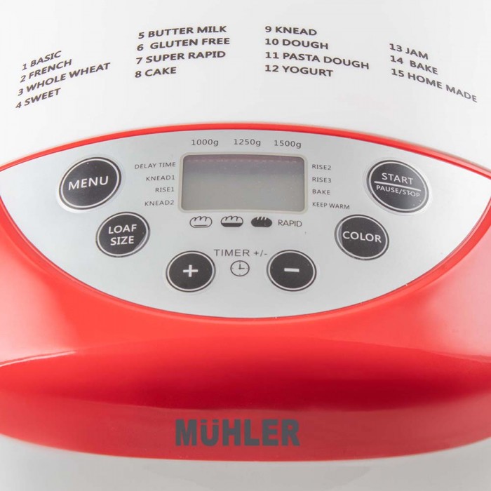 Хлебопекарна Muhler MBM-1502, две бъркалки, бял-червен - Хлебопекарни