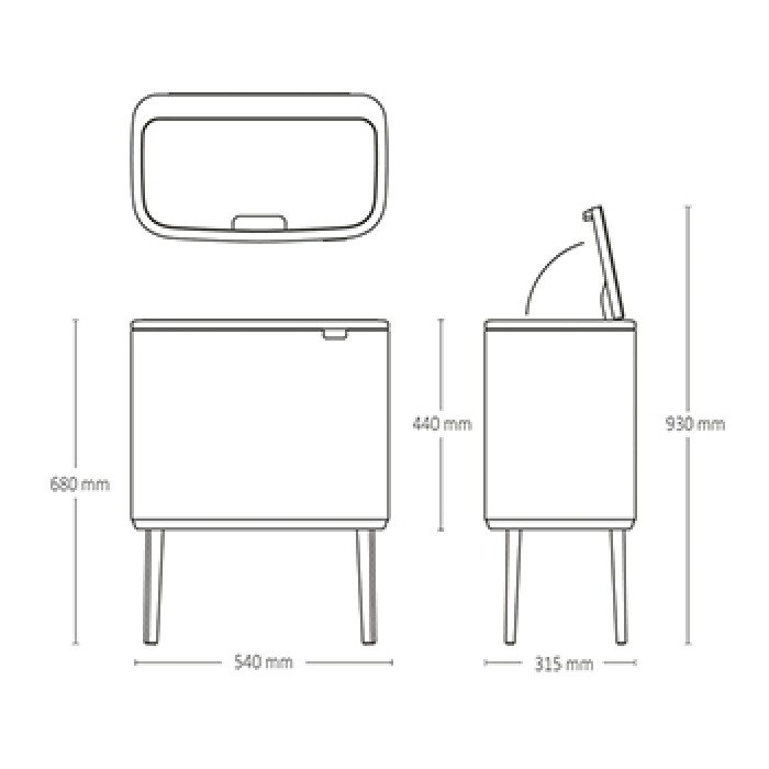 Кош за смет Brabantia Bo Touch 3x11L, White Кош за смет Brabantia Bo Touch 3x11L, White - Баня и почистване