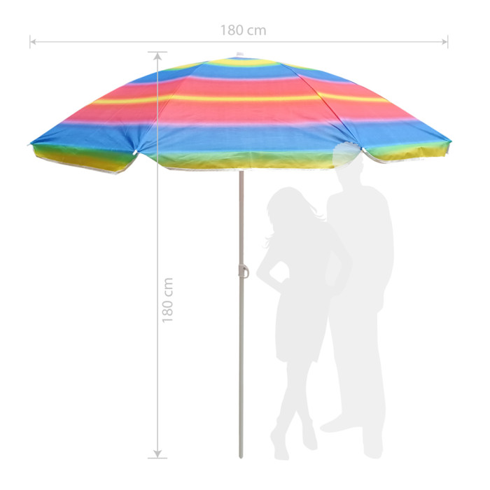 Плажен чадър Muhler U5037, Mix Colors 1.8 m Плажен чадър Muhler U5037, Mix Colors 1.8 m - Къмпинг и градина
