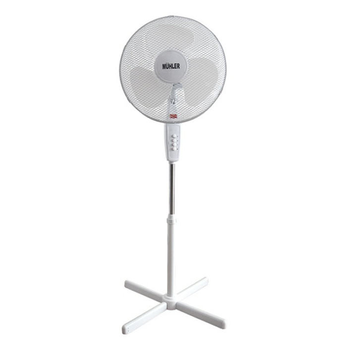 Вентилатор 16"Muhler FM-4041, стоящ, бял - Електроуреди