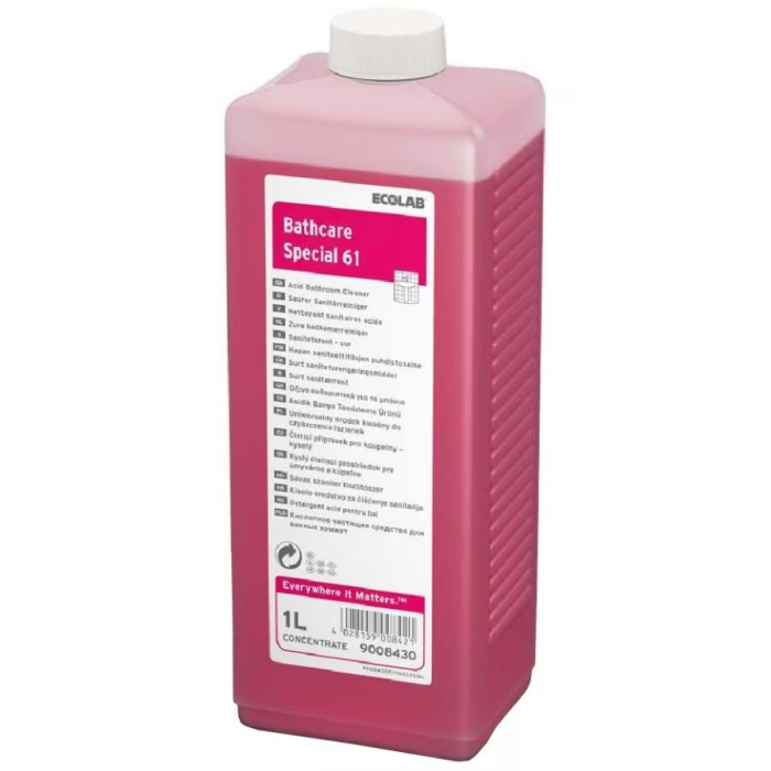 Киселинен почистващ препарат за баня Ecolab Bathcare Special 61 - 1л. Киселинен почистващ препарат за баня Ecolab Bathcare Special 61 - 1л. - Консумативи