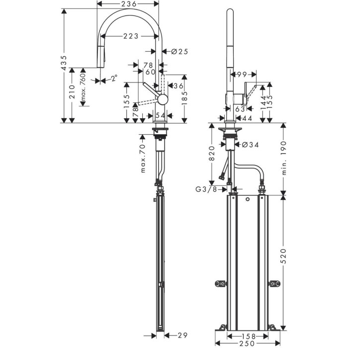 Смесител за кухня hansgrohe Talis M54-H210, pull-out spray, 2jet Смесител за кухня hansgrohe Talis M54-H210, pull-out spray, 2jet - Смесители