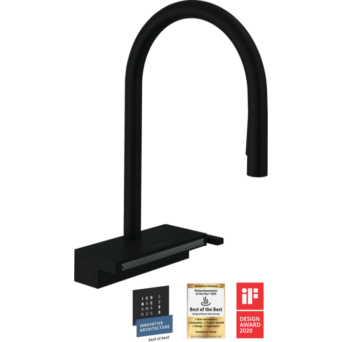 Смесител за кухня Hansgrohe Aquno Select M81-H170, Matt Black, pull-out spray, 3jet, sBox Смесител за кухня Hansgrohe Aquno Select M81-H170, Matt Black, pull-out spray, 3jet, sBox - Смесители