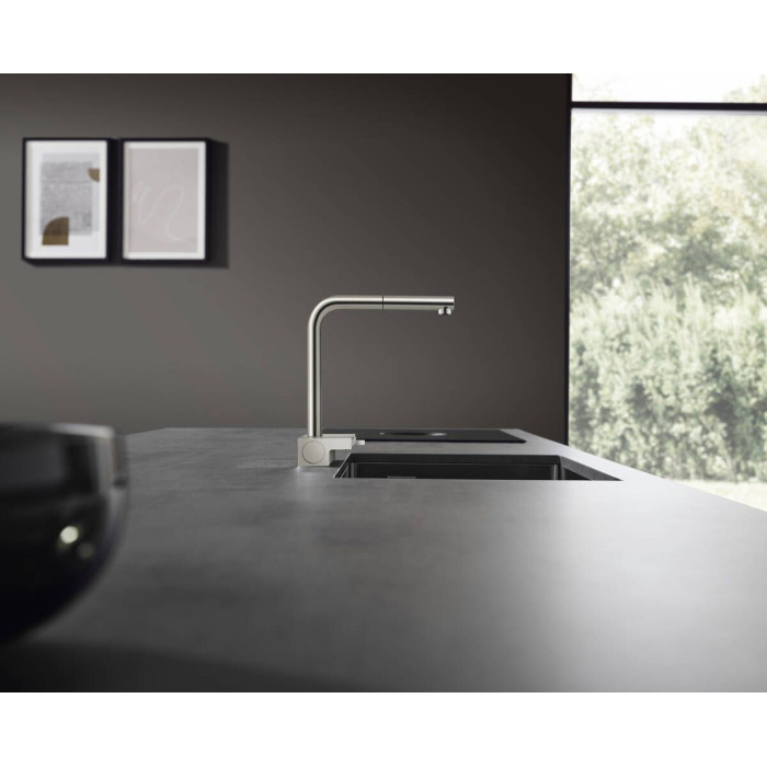 Смесител за кухня Hansgrohe Aquno Select M81-H250, Stainless Steel Finish, pull-out spray, 2jet, sBox Смесител за кухня Hansgrohe Aquno Select M81-H250, Stainless Steel Finish, pull-out spray, 2jet, sBox - Смесители