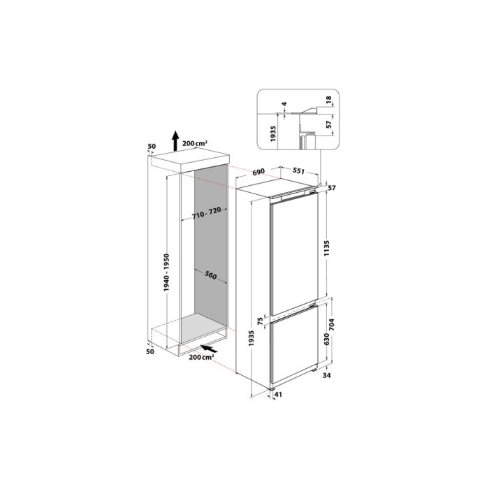 Комбиниран хладилник за вграждане Whirlpool Space400 Total No Frost - WH SP70 T121 - Уреди за вграждане
