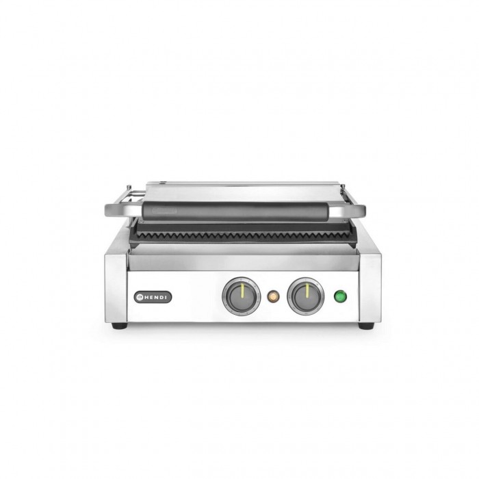 Контактен грил Panini, HENDI, Сребрист, 220-240V/2200W, 430x375x(H)216mm, Правоъгълен