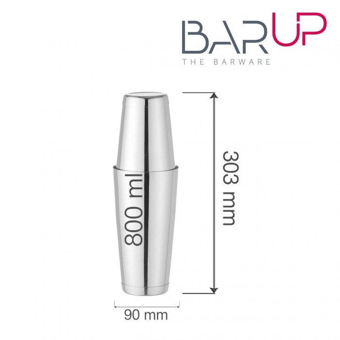 Tin-on-Tin Бостън шейкъри, BarUp, 0,8л, ⌀90x(H)303мм - Професионални уреди