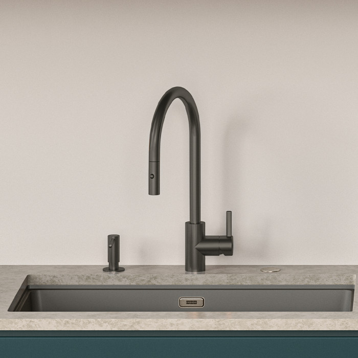 Смесител Tap Eos Neo Pull down spray, PVD, side lever, high pressure, stainless steel, anthracite - Смесители