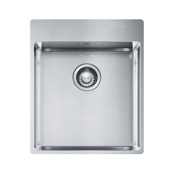 Мивка нс BXX 210-40 430x510mm, without drainer, brushed, with tap ledge, 3 1/2", with waste kit, hidden overflow, with 2 tap holes, box - Мивки