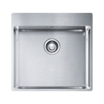 Мивка нс BXX 210-50 530x510mm, without drainer, brushed, with tap ledge, 3 1/2", with waste kit, hidden overflow, with 2 tap holes, box - Мивки