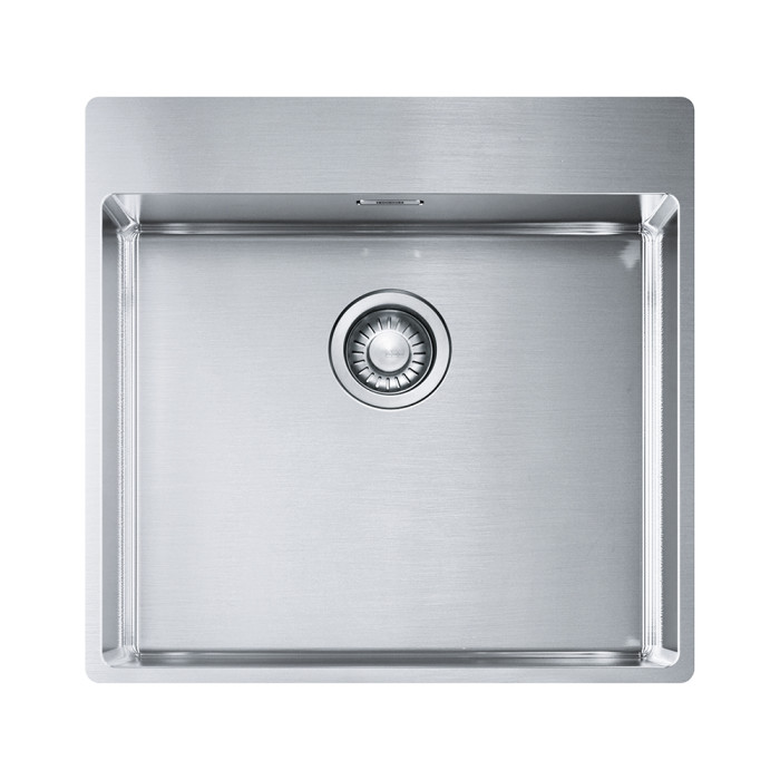 Мивка нс BXX 210-50 530x510mm, without drainer, brushed, with tap ledge, 3 1/2", with waste kit, hidden overflow, with 2 tap holes, box - Мивки