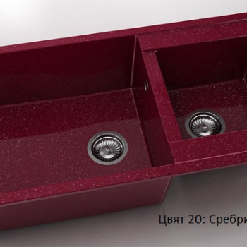 Мивка с две корита FAT 235 Полимермрамор 95x49см
