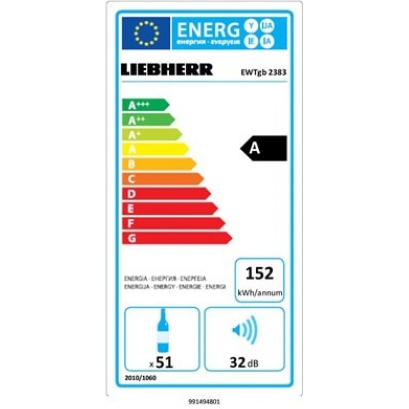Витрина за съхранение на вино за вграждане Liebherr EWTgw 2383 Vinidor Витрина за съхранение на вино за вграждане Liebherr EWTgw 2383 Vinidor